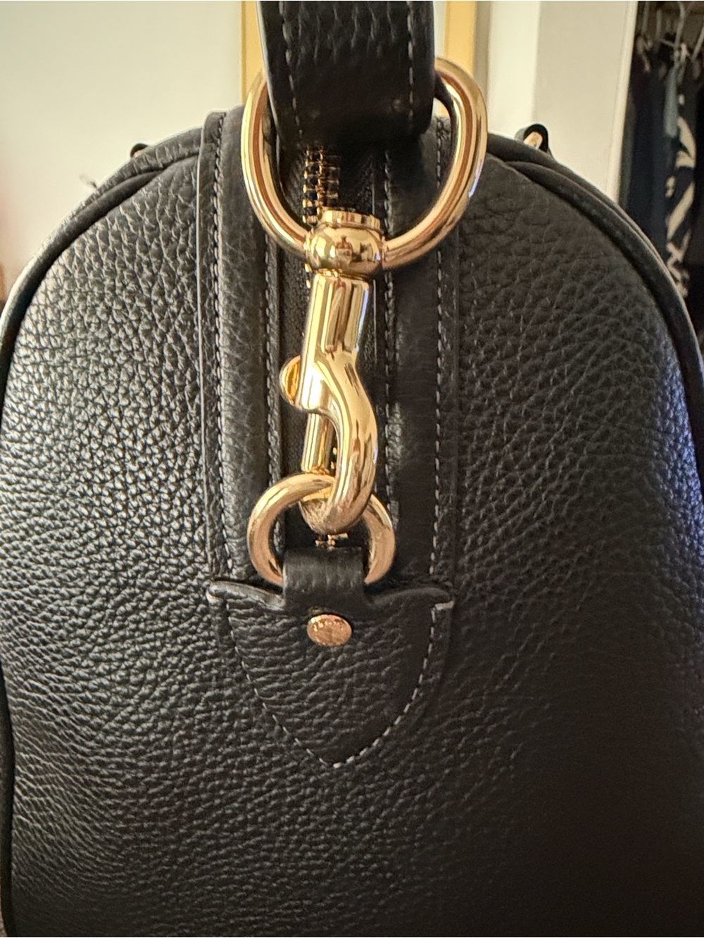 Coach Black Pebbled Leather Satchel with Gold Hardware